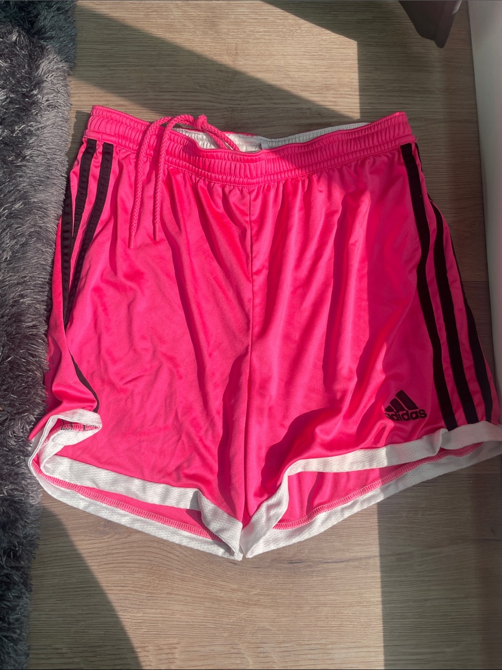 adidas Women's Hot Pink Athletic Shorts with Black Stripes